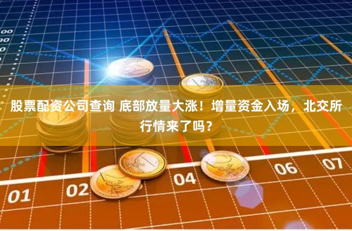 股票配资公司查询 底部放量大涨！增量资金入场，北交所行情来了吗？